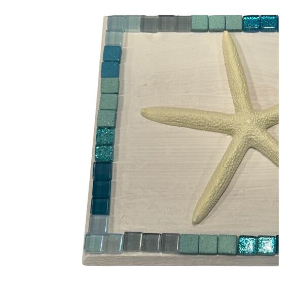 Coastal Wood Mosaic Riser Stand Candle Planter Decor - Picture 7 of 8